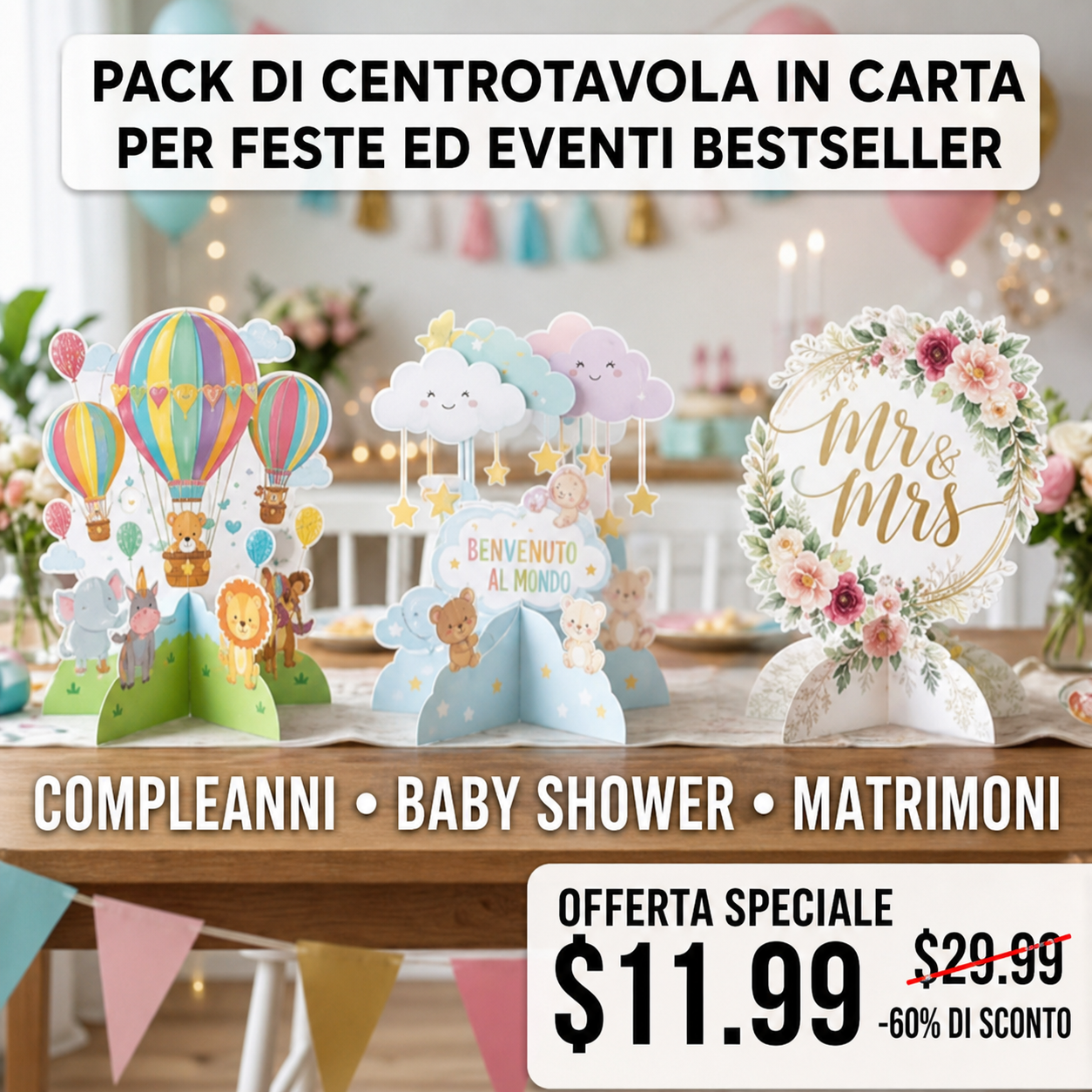 Pack di Centrotavola per Feste ed Eventi